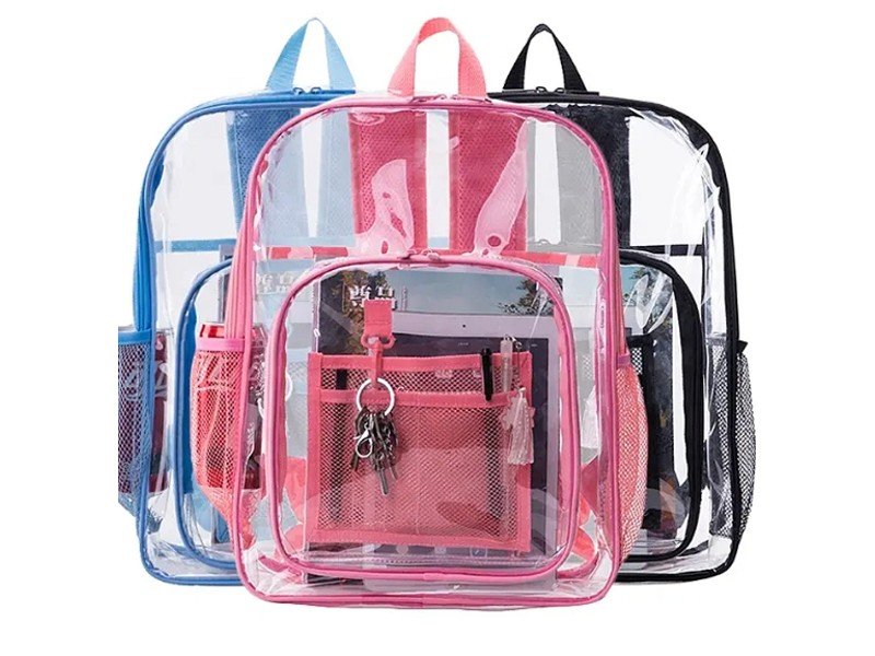 Durable transparent PVC backpack for travel and outdoor use