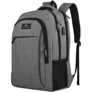 Close-up of smart backpack features including USB por