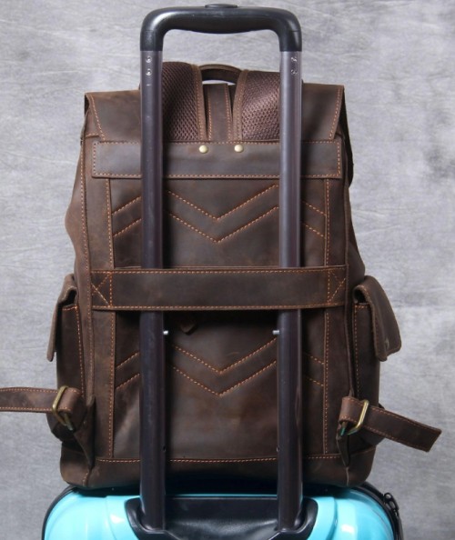 A stylish, modern backpack with a trolley sleeve f